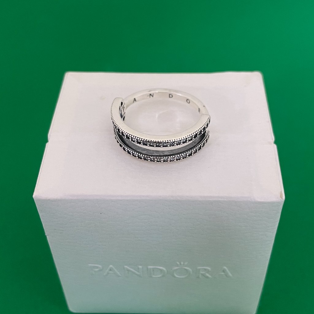 Pandora Signature Logo & Pav Double Band Ring